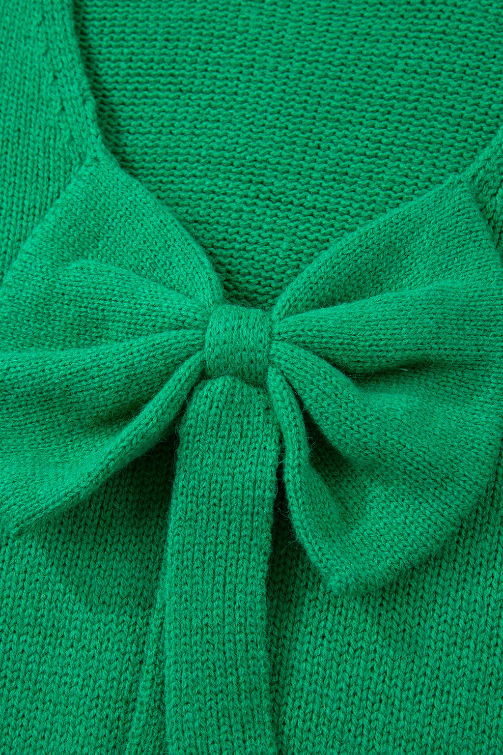 Bright Green Bow Backless Bubble Sleeve Sweater