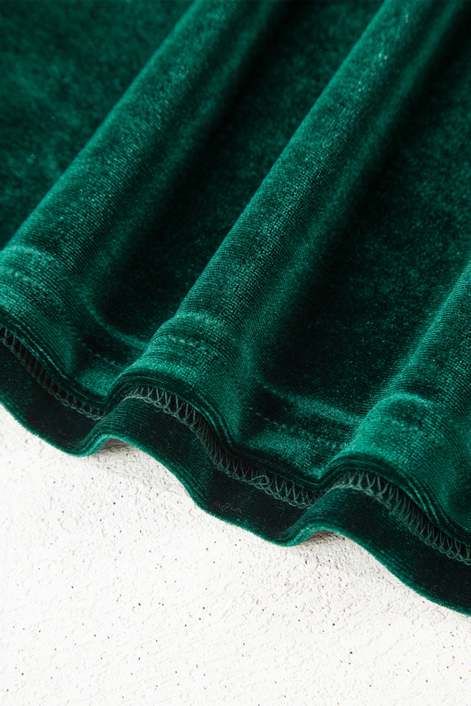 Evergreen Asymmetric Button Keyhole Neck Long Sleeve Velvet Blouse