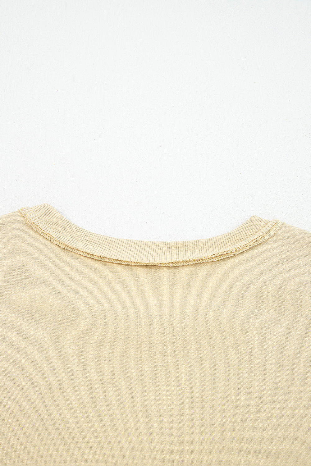 Pale Khaki Floral Applique Baggy Pullover Sweatshirt