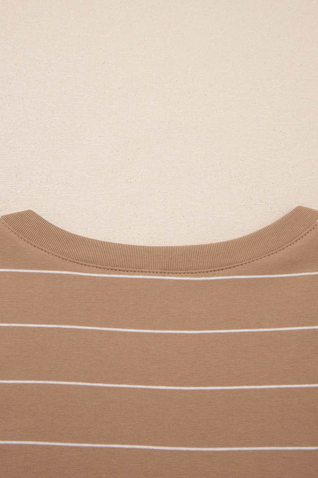 Khaki Stripe Casual Short Sleeve Side Slit Maxi T Shirt Dress