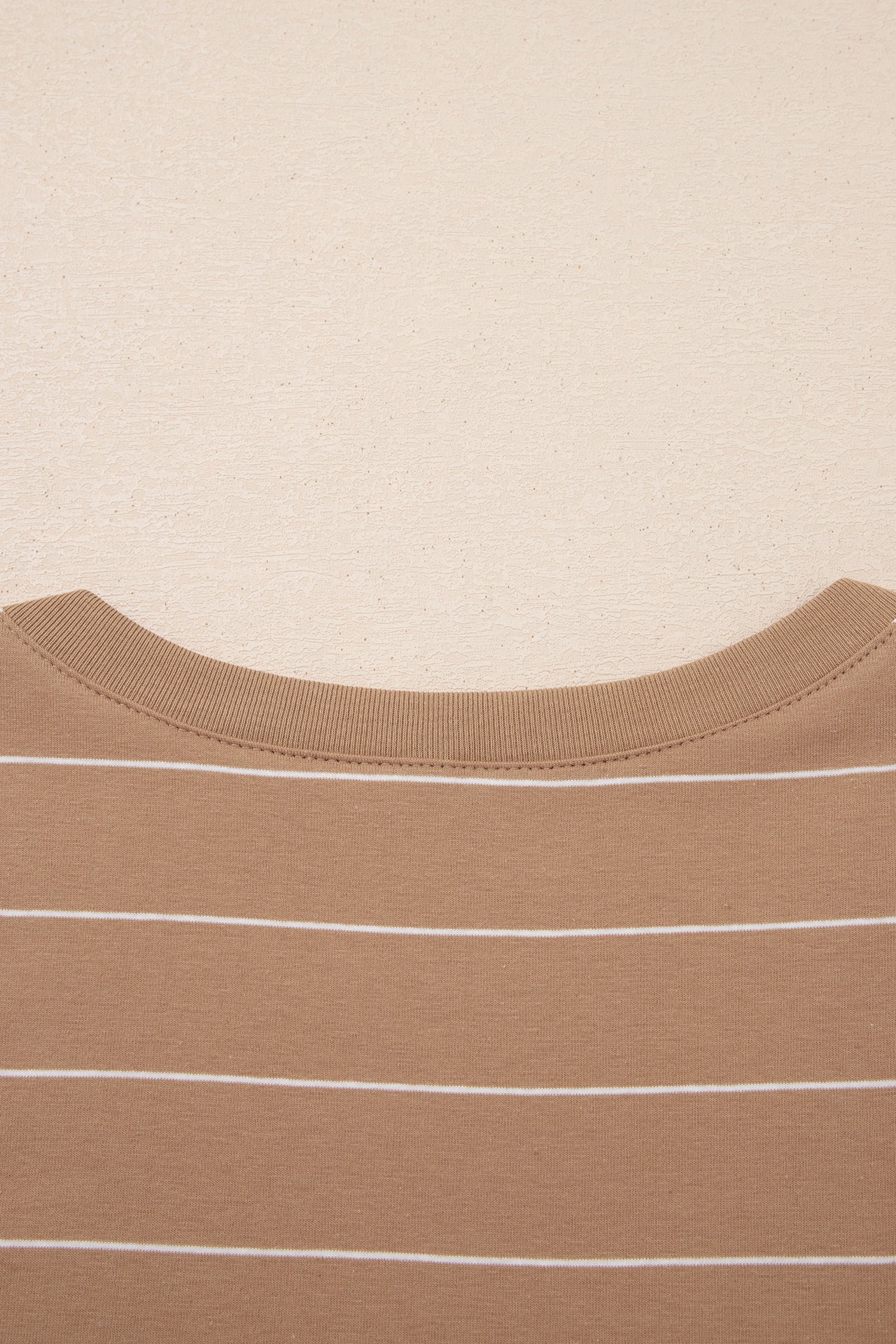 Khaki Stripe Casual Short Sleeve Side Slit Maxi T Shirt Dress