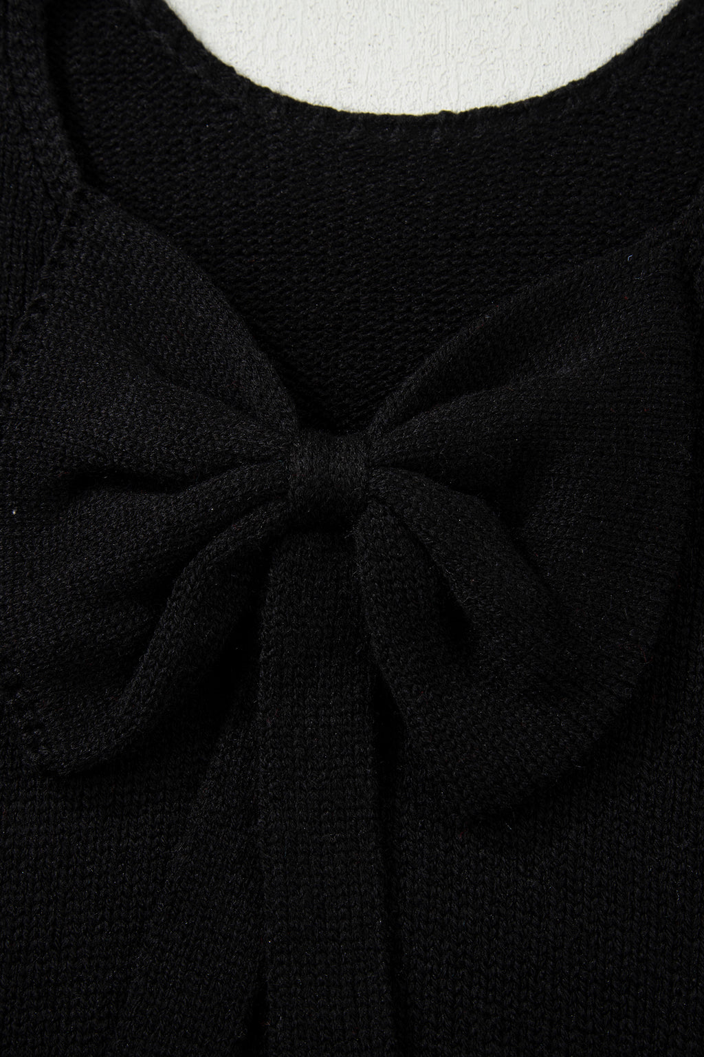 Black Bow Backless Bubble Sleeve Sweater