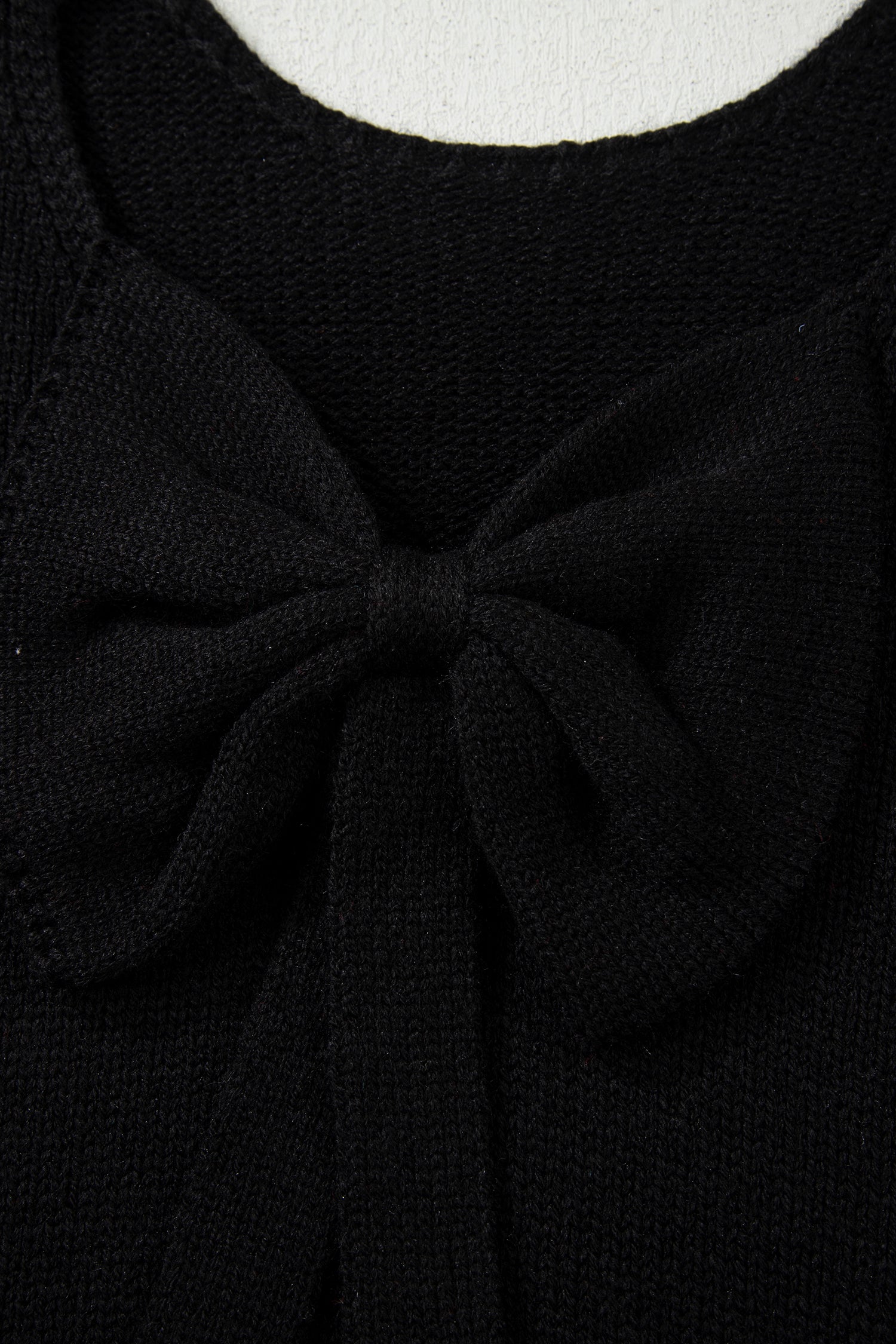 Black Bow Backless Bubble Sleeve Sweater