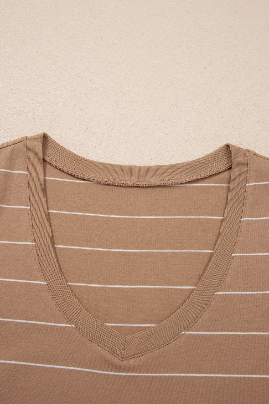 Khaki Stripe Casual Short Sleeve Side Slit Maxi T Shirt Dress