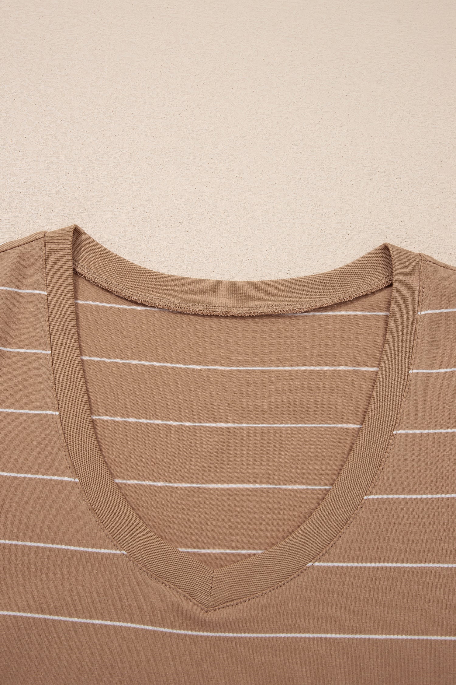 Khaki Stripe Casual Short Sleeve Side Slit Maxi T Shirt Dress