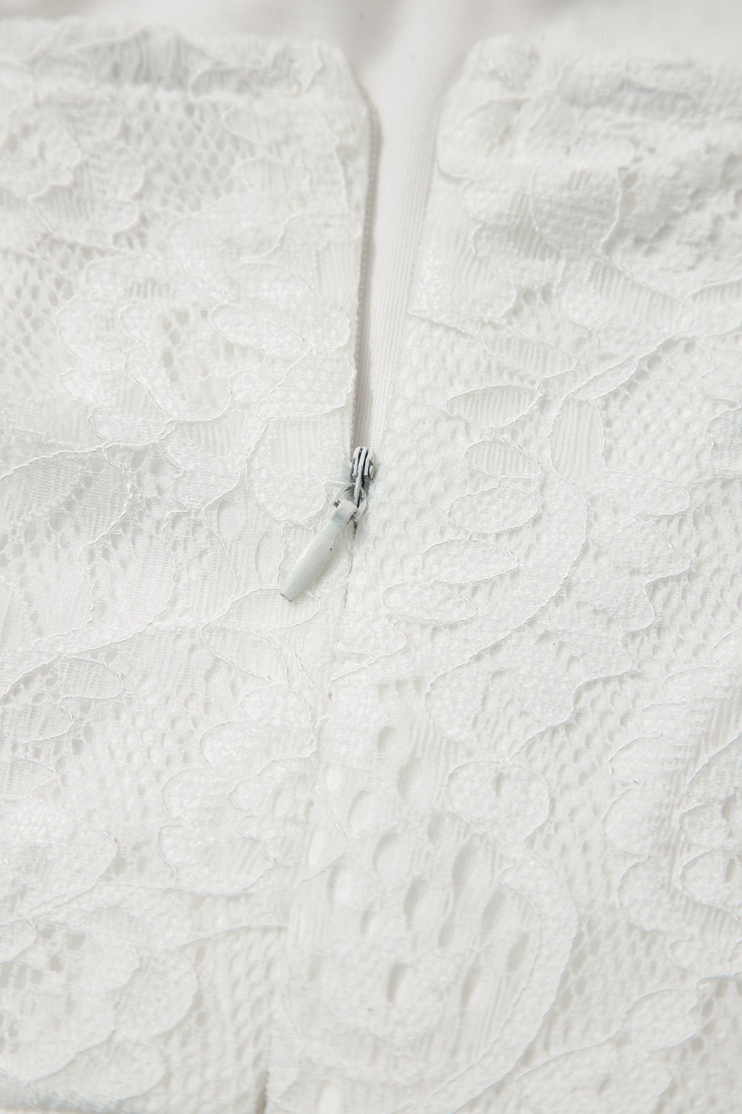 White Tie Spaghetti Straps Floral Lace Overlay Long Dress