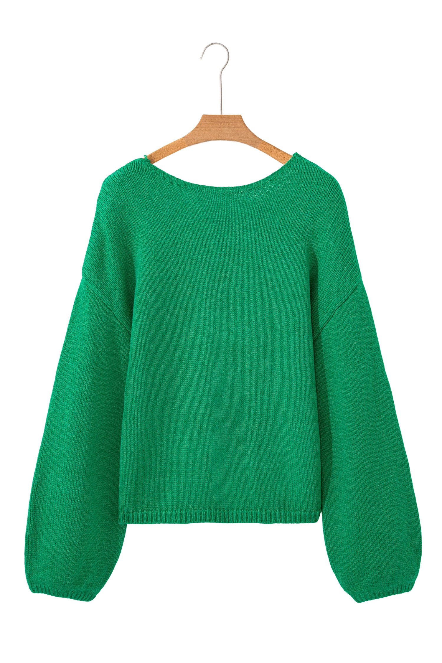 Bright Green Bow Backless Bubble Sleeve Sweater