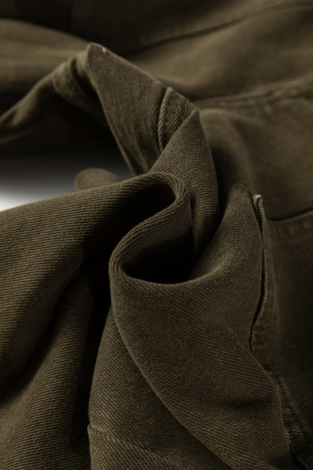 Jungle Green Double Waistband Loose Straight Jeans