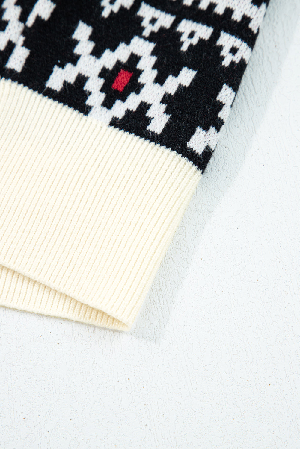 Black Floral Print Buttoned Front V Neck Knit Cardigan