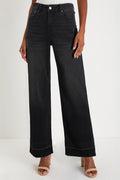 Black Raw Hem Unique Cuffs Straight High Rise Loose Jeans