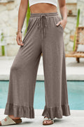 DUNE Ruffled Wide Leg Pull On High Waist Pants with Pockets